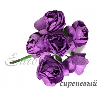 Цветок иск.(Бум.) Пион 30мм(головка)+80мм(стебель) Odn-04 Т.Сиреневый (цена за 1уп/5-6шт)
